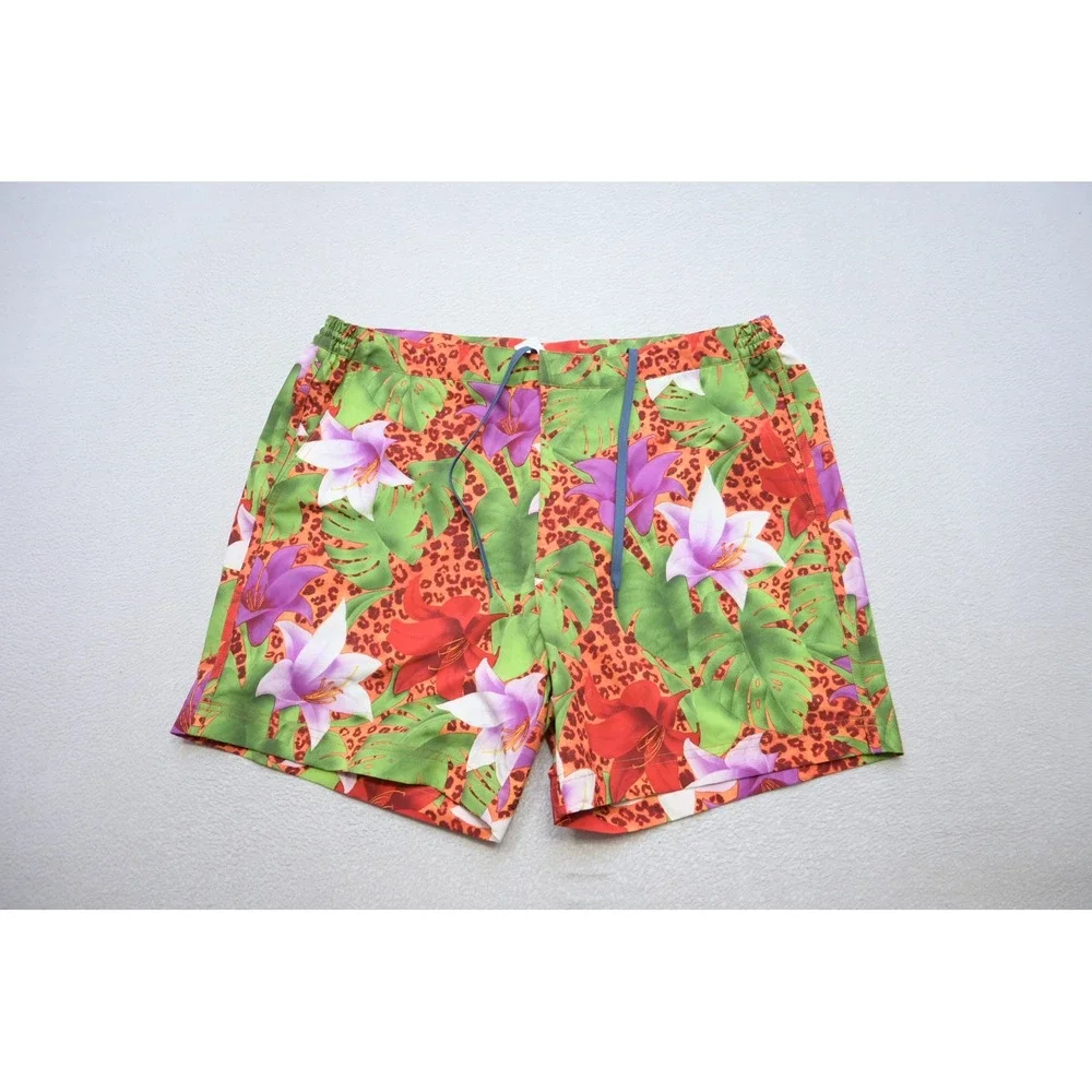 Fair Harbor Swim Trunks Mens 36 Lined Floral Leopard Board Shorts Stretch